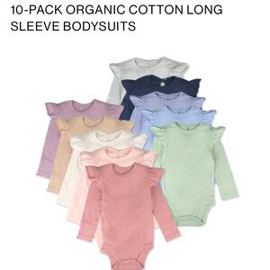 The Honest Company Colorful Long Sleeve Ruffle Bodysuit Set - 0-3M